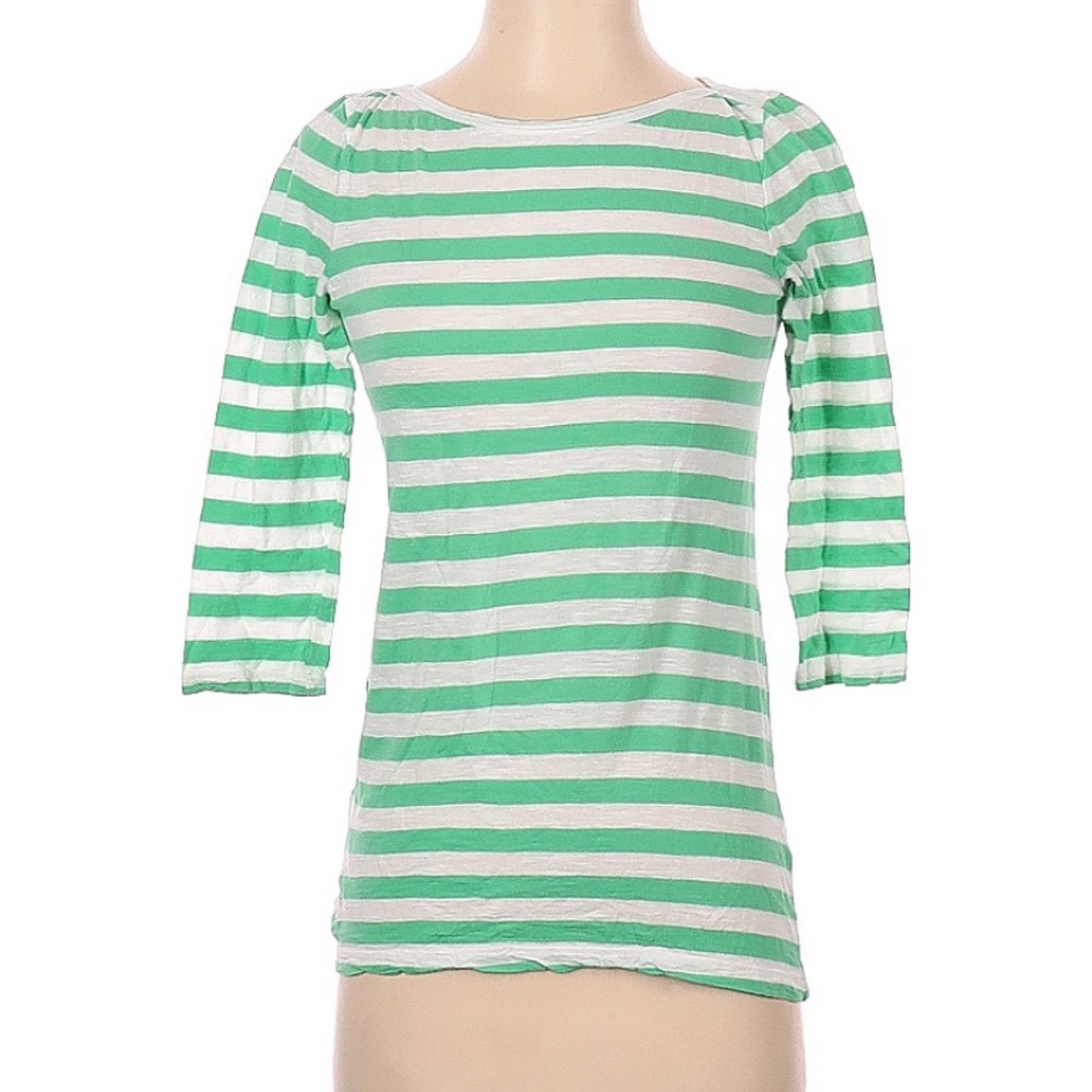 💛 🎉HP🎉 Ann Taylor LOFT 3/4 Sleeve Green Stripe Voyage Tee XS